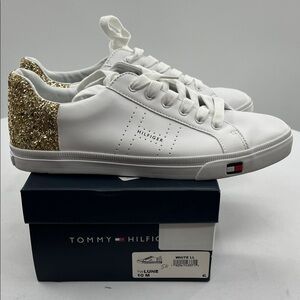 Tommy Hilfiger Glitter Gold and White Sneakers